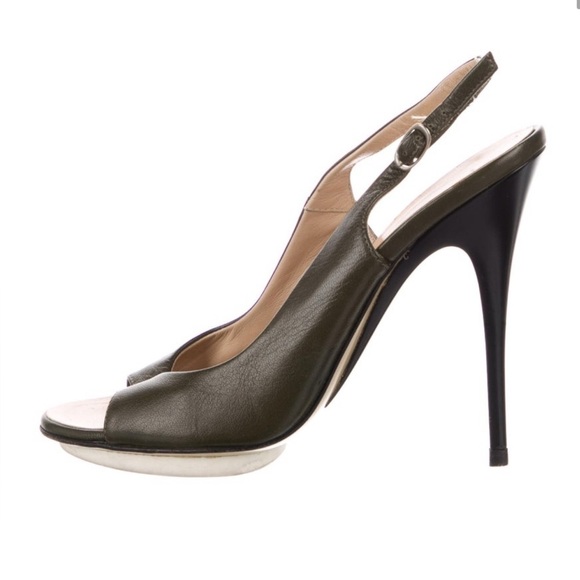 Giuseppe zanotti green sling back pumps size 7 - Picture 2 of 5